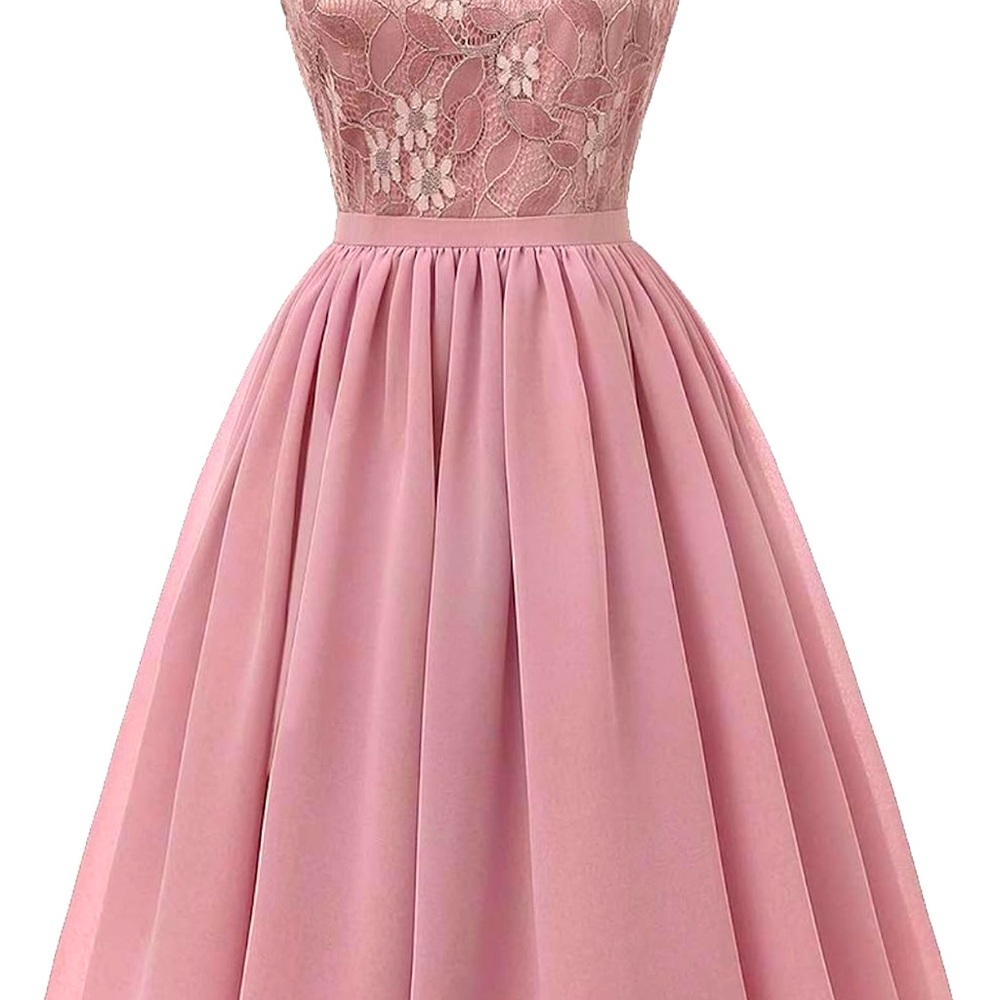 Pink lace floral halter dress